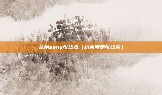 杭州sony维修点（杭州索尼维修店）
