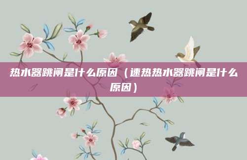 热水器跳闸是什么原因（速热热水器跳闸是什么原因）