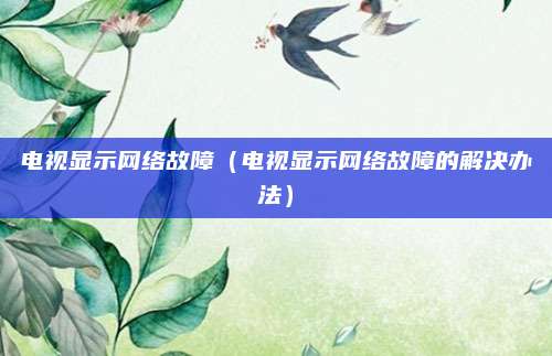 电视显示网络故障(电视显示网络故障的解决办法)