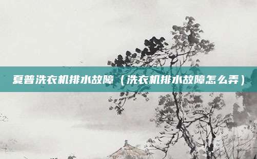 夏普洗衣机排水故障（洗衣机排水故障怎么弄）