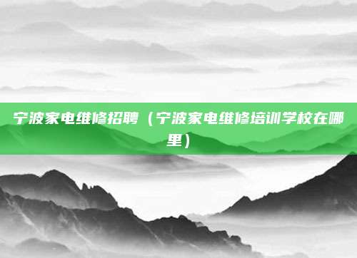 宁波家电维修招聘(宁波家电维修培训学校在哪里)