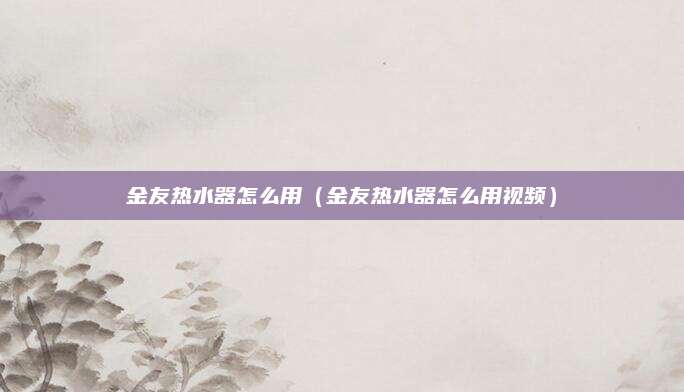 金友热水器怎么用(金友热水器怎么用视频)