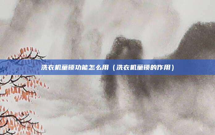 洗衣机童锁功能怎么用（洗衣机童锁的作用）