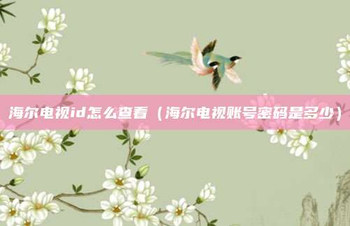 海尔电视id怎么查看(海尔电视账号密码是多少)