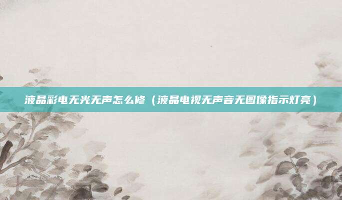 液晶彩电无光无声怎么修(液晶电视无声音无图像指示灯亮)