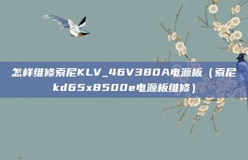 怎样维修索尼KLV_46V380A电源板(索尼kd65x8500e电源板维修)