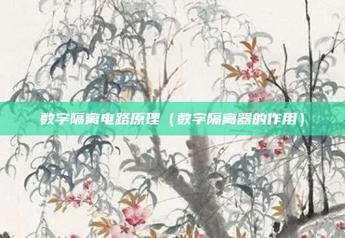 数字隔离电路原理(数字隔离器的作用)