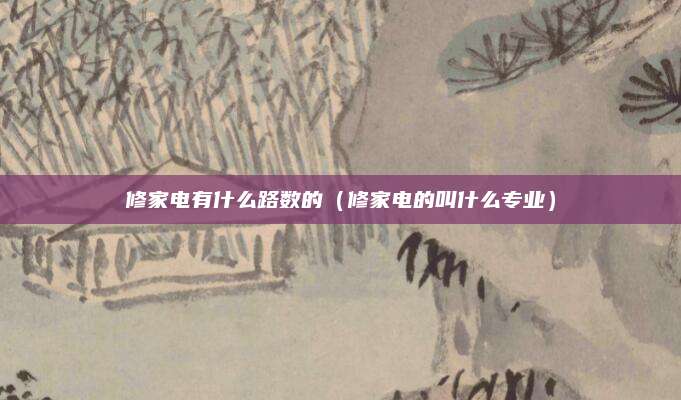 修家电有什么路数的（修家电的叫什么专业）