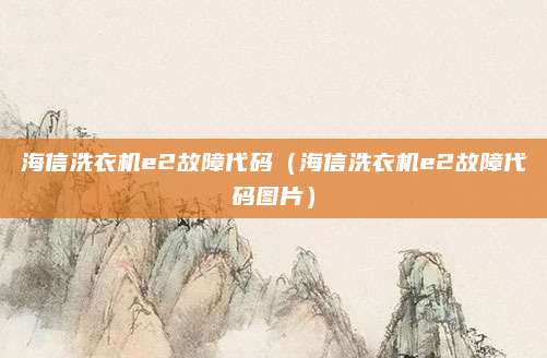 海信洗衣机e2故障代码(海信洗衣机e2故障代码图片)