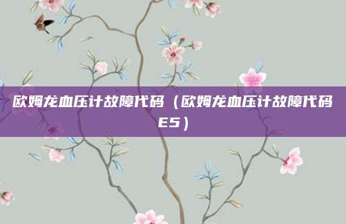 欧姆龙血压计故障代码（欧姆龙血压计故障代码E5）